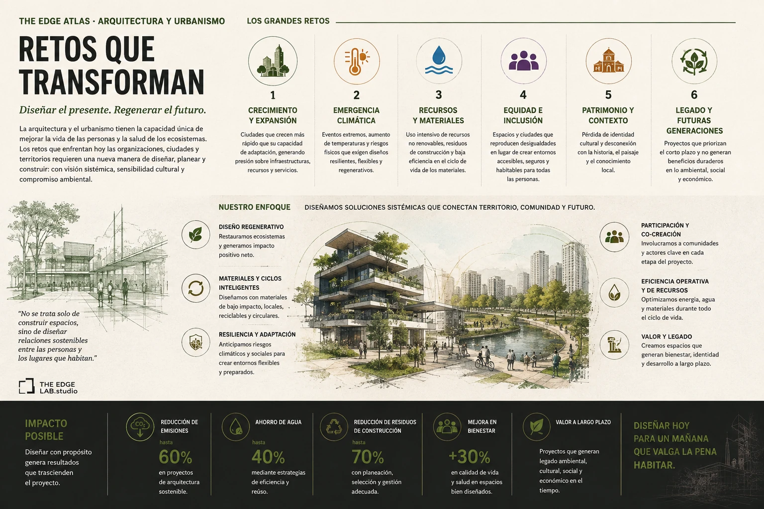 The Edge Atlas &mdash; Arquitectura y urbanismo 2026: seis grandes retos, enfoque de dise&ntilde;o regenerativo e impacto posible